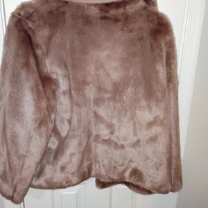 Plush Faux Fur Jacket in Brown